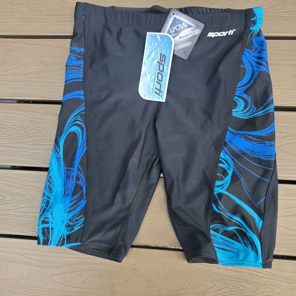Men's Sporti HydroLast Blue/black Compression Jammer Swim Sz 28 NEW
